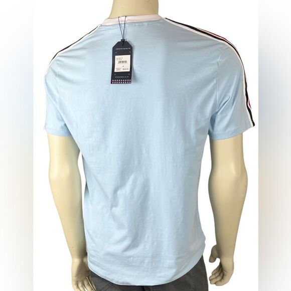 NWT Ben Sherman Light Blue S/S Crewneck T-Shirt w/Stripe Shoulder Detail Size M - Picture 4 of 13